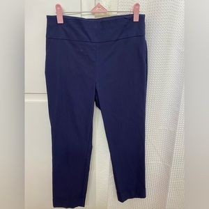 Navy Pull On Ankle Pants